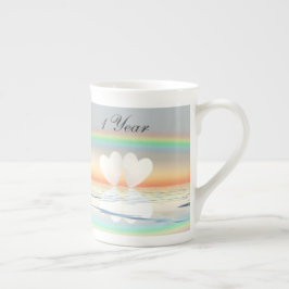 Caneca De Porcelana Corações de Papel de Aniversário de 1rua