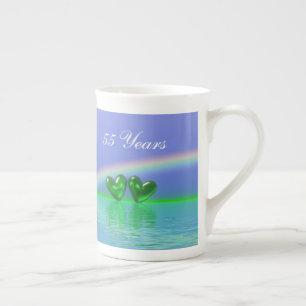 Caneca De Porcelana Corações Esmeraldas de 55 anos