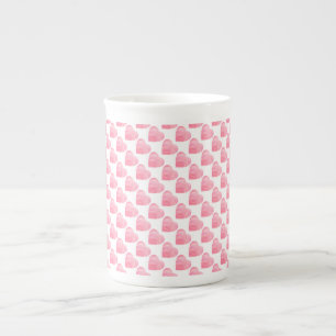 Caneca De Porcelana Corações Rosa