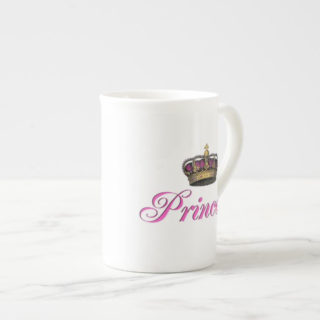 Caneca De Porcelana Coroa da princesa no rosa quente (Frente Esquerda)