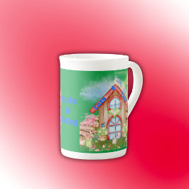 Caneca De Porcelana Cottagecore Cozy & Bonito colorido em verde |