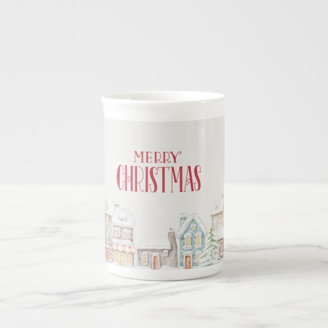 Caneca De Porcelana Cozy Christmas Winter Homes (Frente)