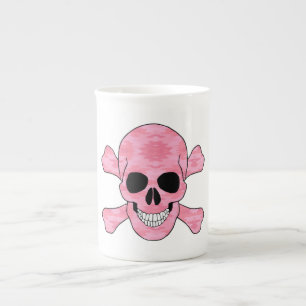 Caneca De Porcelana Crânio De Camuflagem Rosa E Crossbones Mug