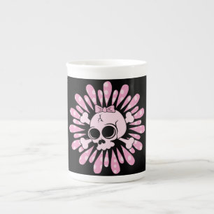 Caneca De Porcelana Crânio Rosa Doce