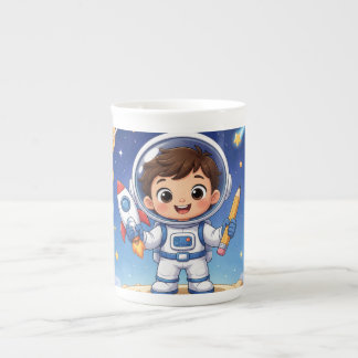 Caneca De Porcelana Criança Astronauta Pronta para Explorar Caderno Es