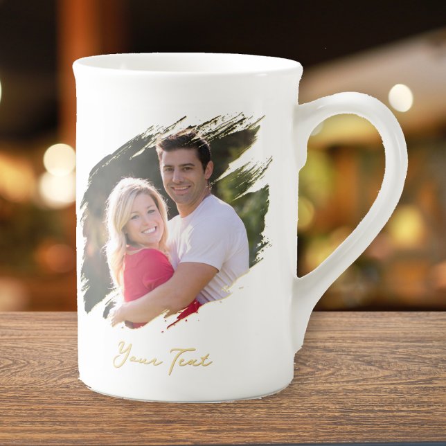 Caneca De Porcelana Criar Creme Personalizado de Sopa de Café de Chá e (Create Custom Photo and Text Tea Coffee Soup Cider Bone China Mug)