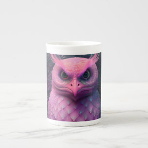 Caneca De Porcelana Criatura Híbrida Rosa Murloc/Coruja