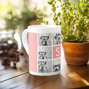 Caneca De Porcelana Crie Seu Próprio Colagem de Instagram com Monogram