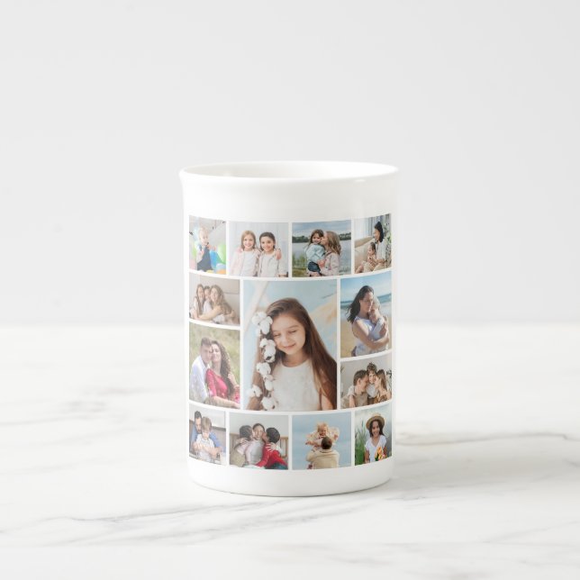 Caneca De Porcelana Crie Sua Própria Colagem De Fotos 13 (Frente)