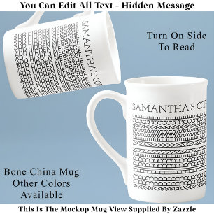 Caneca De Porcelana Crie Sua Própria Mensagem Oculta Longa 148BW Novid