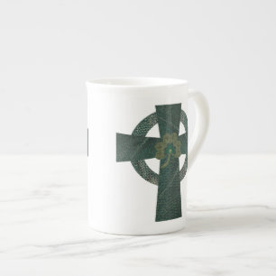 Caneca De Porcelana Cruz celta com trevo