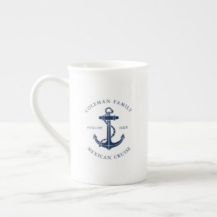 Caneca De Porcelana Cruzeiro de Família Personalizado Âncora de Barco