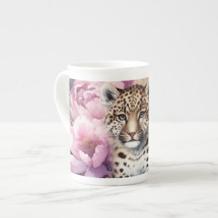 Caneca De Porcelana Cub e Rosas-leopardo