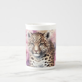 Caneca De Porcelana Cub e Rosas-leopardo