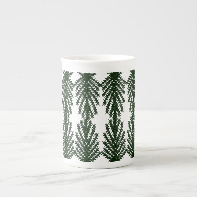 Caneca De Porcelana Custom Forest Green Pine Tree Abstract Pattern (Frente)