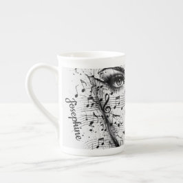 Caneca De Porcelana Customized Music Sheet Face Art Black White Artist