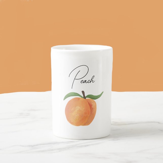 Caneca De Porcelana Cute Painted Peach Fruit Illustration  (Criador carregado)