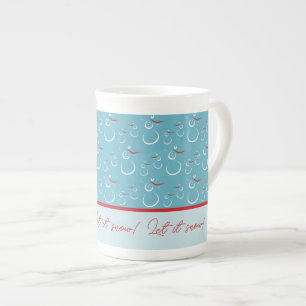 Caneca De Porcelana Cyan Red Deixa Neve Fora Do Padrão Da Família Snow
