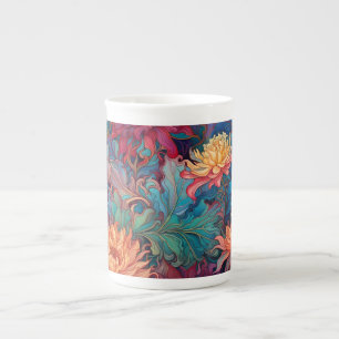 Caneca De Porcelana Dahlia Floral Tapeçaria