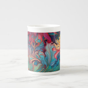 Caneca De Porcelana Dahlia Floral Tapeçaria