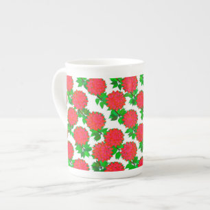 Caneca De Porcelana Dahlia flores em vermelho profundo