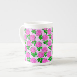 Caneca De Porcelana Dahlia flores rosa profundo