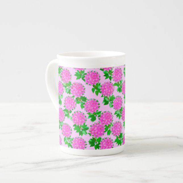 Caneca De Porcelana Dahlia flores rosa profundo (Frente Esquerda)
