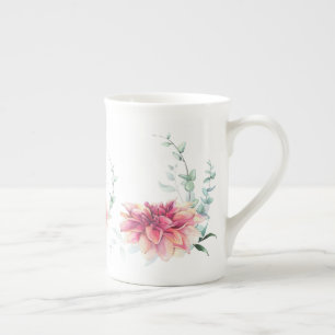 Caneca De Porcelana Dahlia Mystique Watercolor Bone China Mug