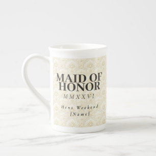 Caneca De Porcelana Dama de Honra Art Deco Ornamental – Marfim