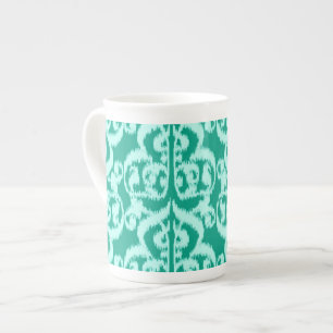 Caneca De Porcelana Damasco do Moorish de Ikat - pavão e aqua