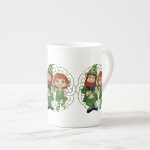 Caneca De Porcelana Dançando Leprecauns Pixel Art Rua Dia de Patrick
