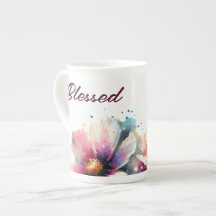 Caneca de porcelana de design floral moderno abenç