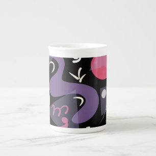 Caneca de porcelana de ossos retrorcolorida