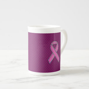 Caneca De Porcelana Decoração cor-de-rosa da fibra do carbono da