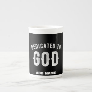 CANECA DE PORCELANA DEDICADO A DEUS TEXTO BRANCO LEGAL PERSONALIZÁVEL