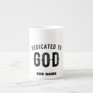 CANECA DE PORCELANA DEDICADO A DEUS TEXTO NEGRO PERSONALIZÁVEL LEGAL