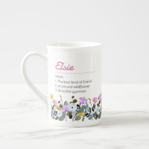 Caneca De Porcelana Definição de Nome com Borda de Flor Silvestre Doce