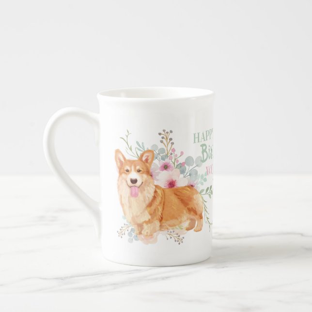 Caneca De Porcelana Delicar Bone China CORGI Mamãe Aniversário Mug (Esquerda)