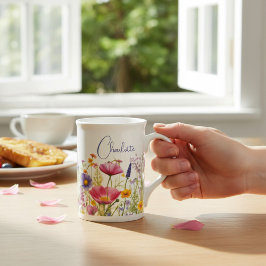 Caneca De Porcelana Denominação Personalizada Floral Colorida de Flor 
