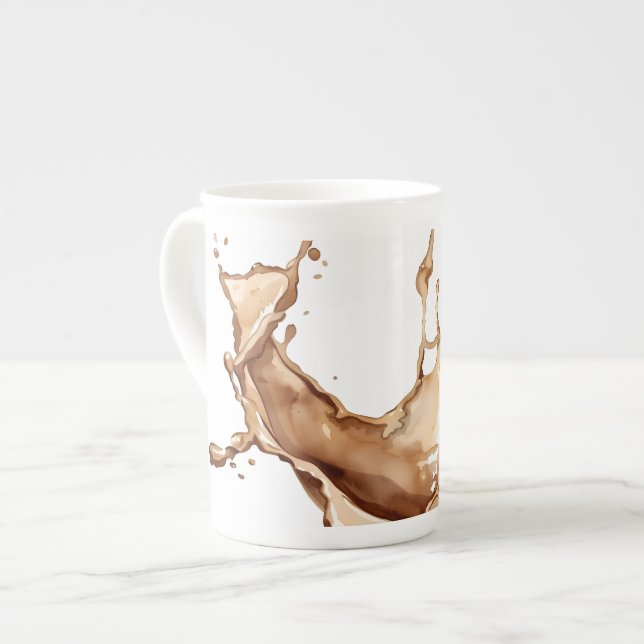 Caneca De Porcelana Derramamento de Café (Frente Esquerda)