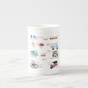 Caneca De Porcelana desenho animado tailandês veículos nominativos mug