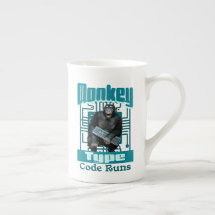 Caneca De Porcelana Desenvolvedor Full-Stack Divertido, Tipo Macaco, C