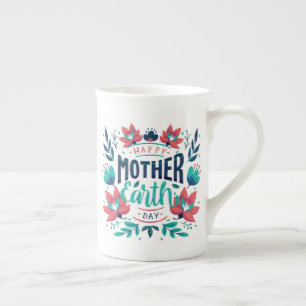 Caneca De Porcelana Design- 23184, Dia da Mãe Terra Desenhada à Mão