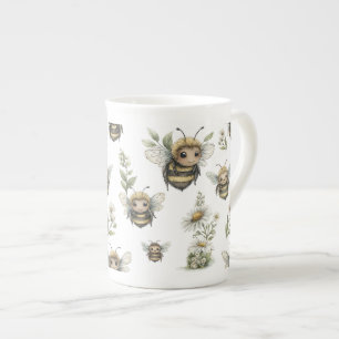 Caneca De Porcelana Design de Abelha em Aquarela Fofa   Abelha Pastel 