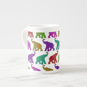 Caneca De Porcelana Design de azulejo de padrões de caminhada de elefa