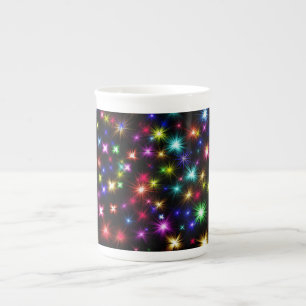 Caneca De Porcelana Design de Fogos de Artifício Estrelas Coloridas