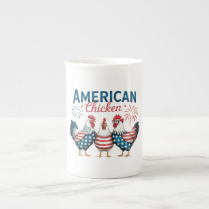 Caneca De Porcelana Design de Frango Patriótico Americano de 4 de Julh