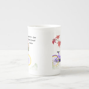 Caneca De Porcelana Design de Motivação de Bicicleta Floral