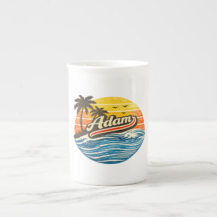 Caneca De Porcelana Design de Nome Adam Retro Pôr do Sol