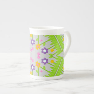Caneca De Porcelana design de padrão floral contínuo caleidoscópio